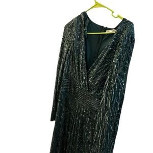Mac Duggal Green Long Sleeve Dress